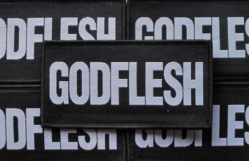GODFLESH - Logo  [black] -- woven patch.JPG