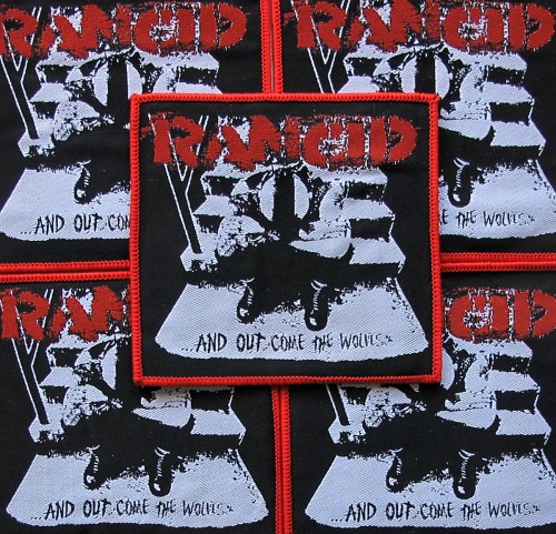 RANCID - ...And Out Come the Wolves [red] -- woven patch.JPG