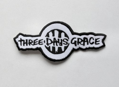 THREE DAYS GRACE (white) [iron on] -- Embroidered Patch.JPG